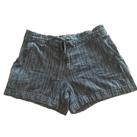Women’s Prana Shorts Arlie Blue Organic Cotton Striped Pockets Paperbag Sz Med - Picture 1 of 8